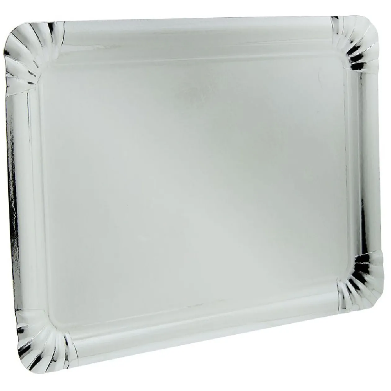 Plateau rectangulaire en carton argenté x 5