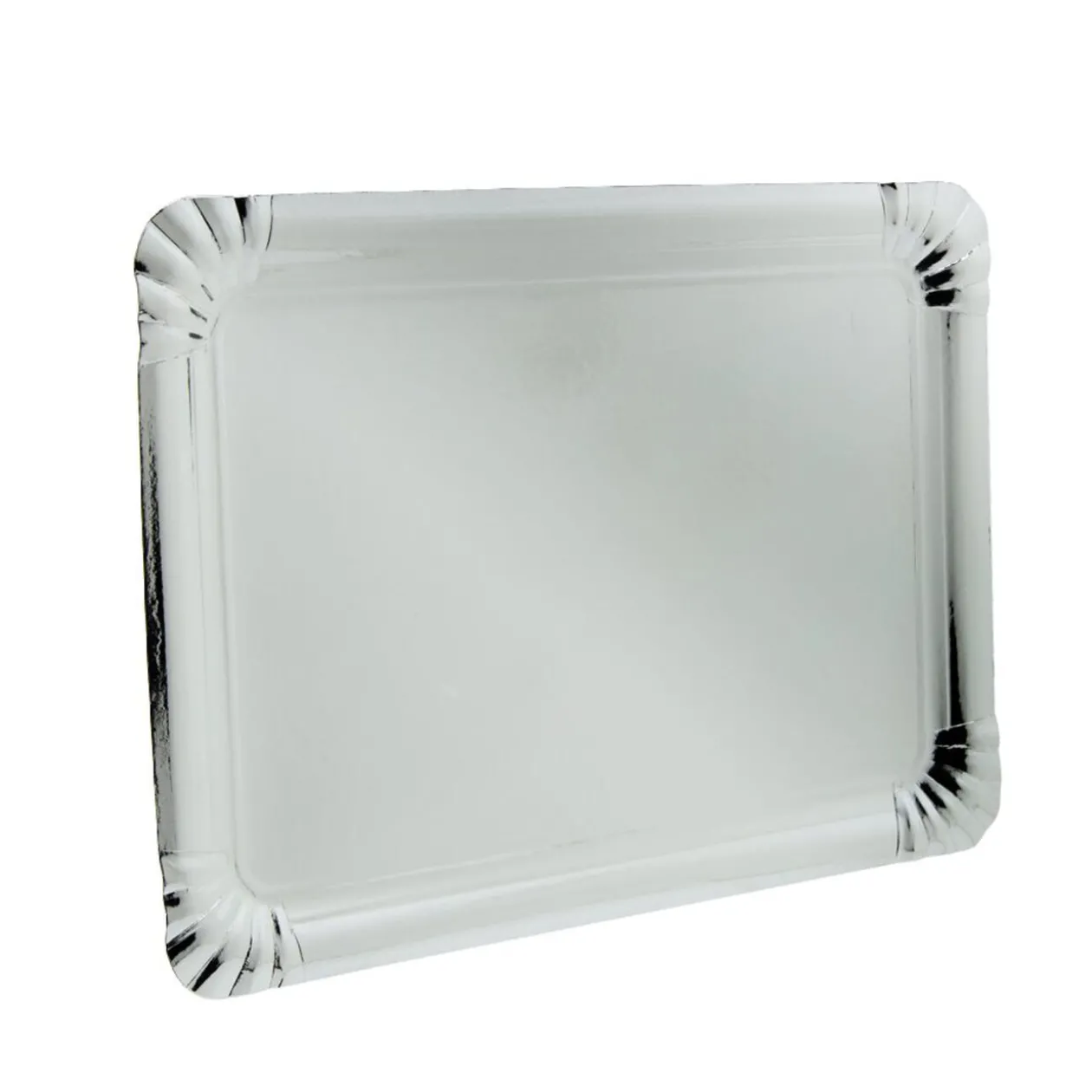 Plateau rectangulaire en carton argenté x 5