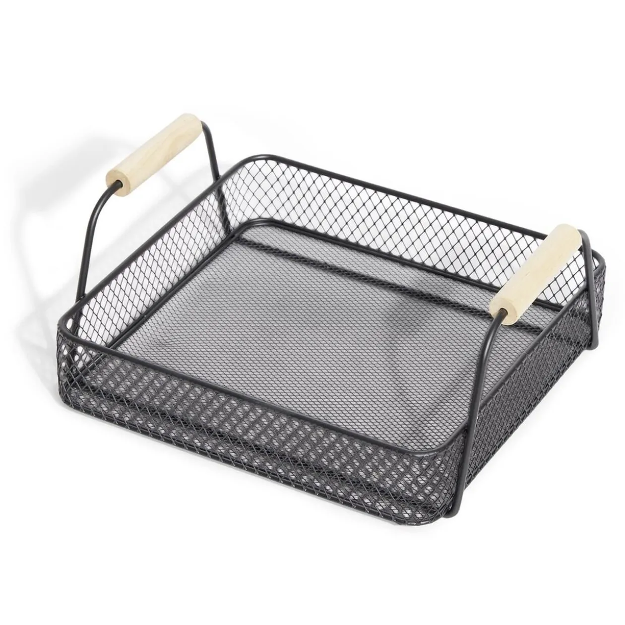 Plateau rectangulaire maille métal noir