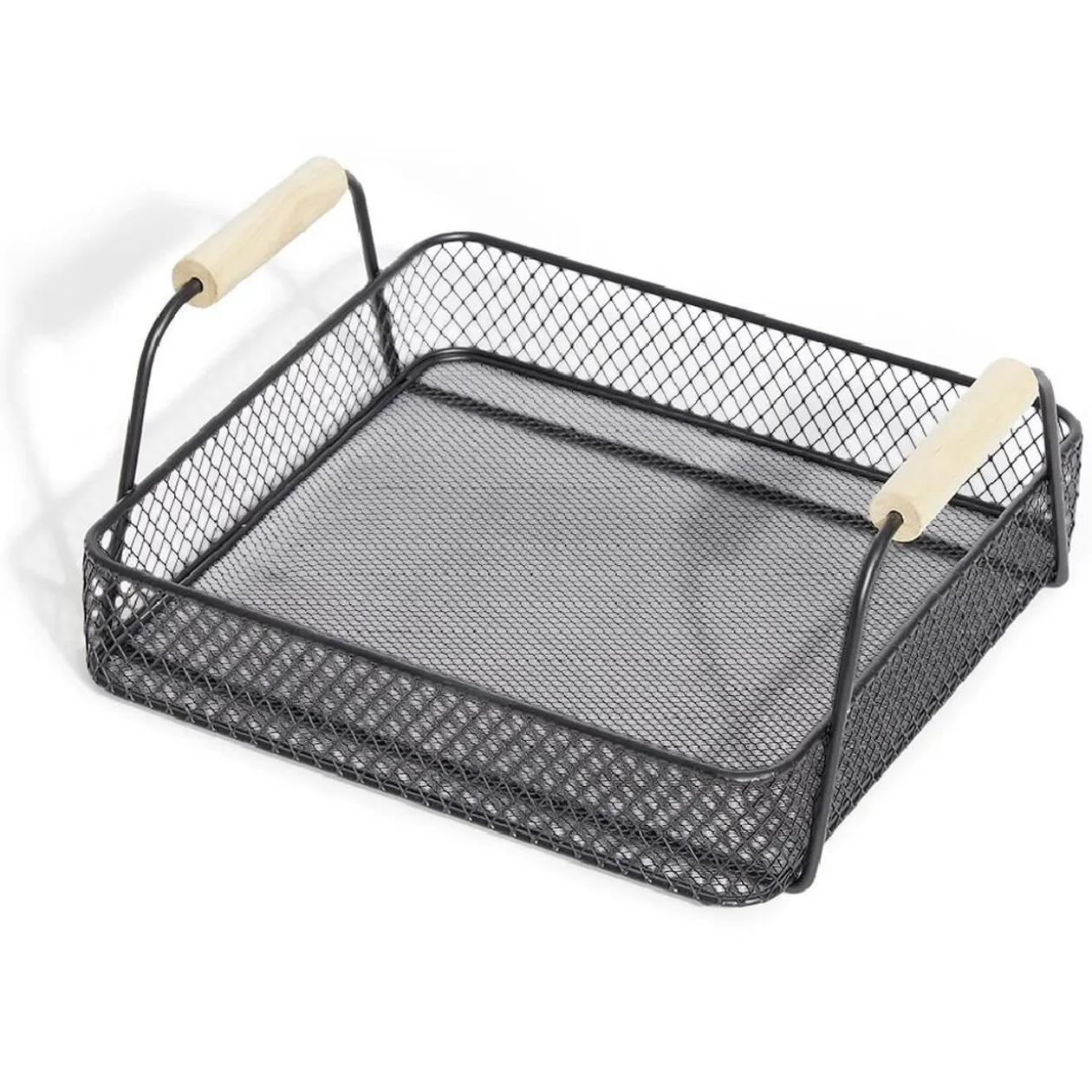 Plateau rectangulaire maille métal noir