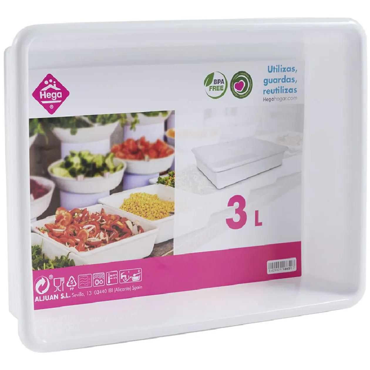 Plateau rectangulaire plastique blanc 3L