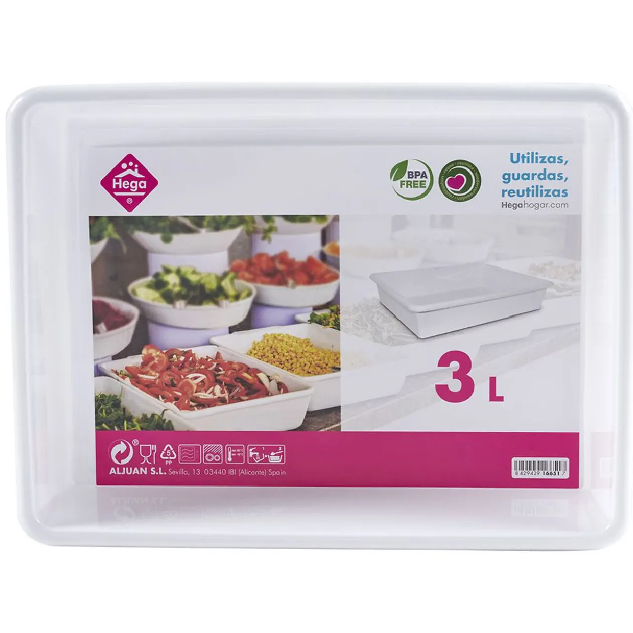 Plateau rectangulaire plastique blanc 3L