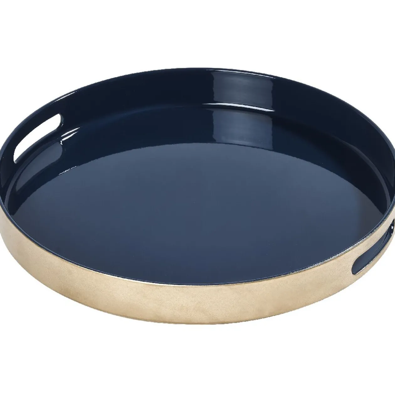 Plateau rond bleu nuit et doré