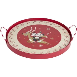 Plateau rond Disney Mickey en bois avec anse métal Ø35cm