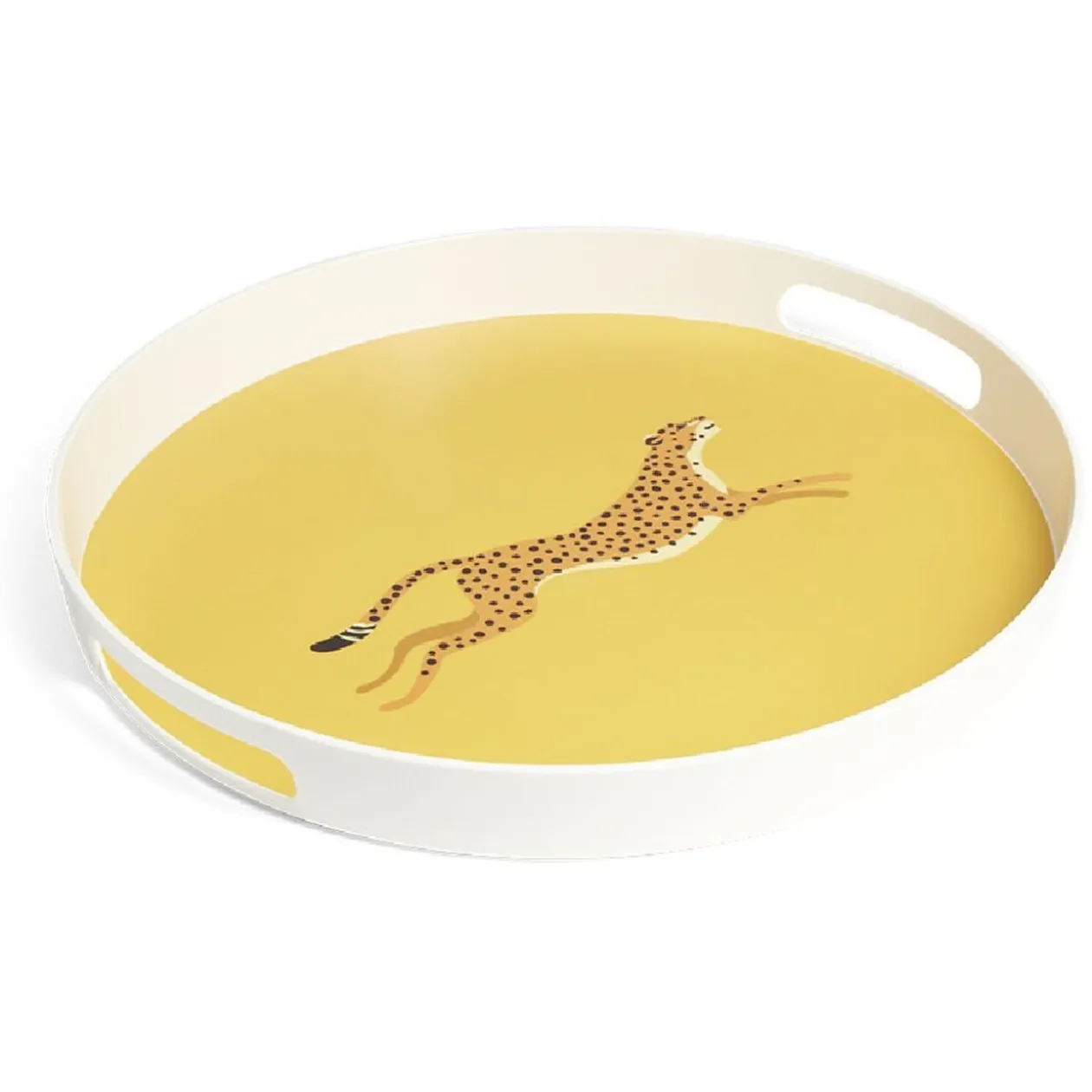 Plateau rond feuille exotique mélaminé vert Ø34,5xH4,1cm