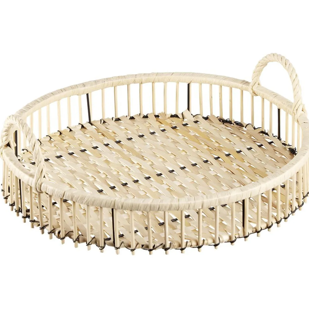 Plateau rond finition bois naturel