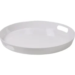 Plateau rond mélamine uni blanc
