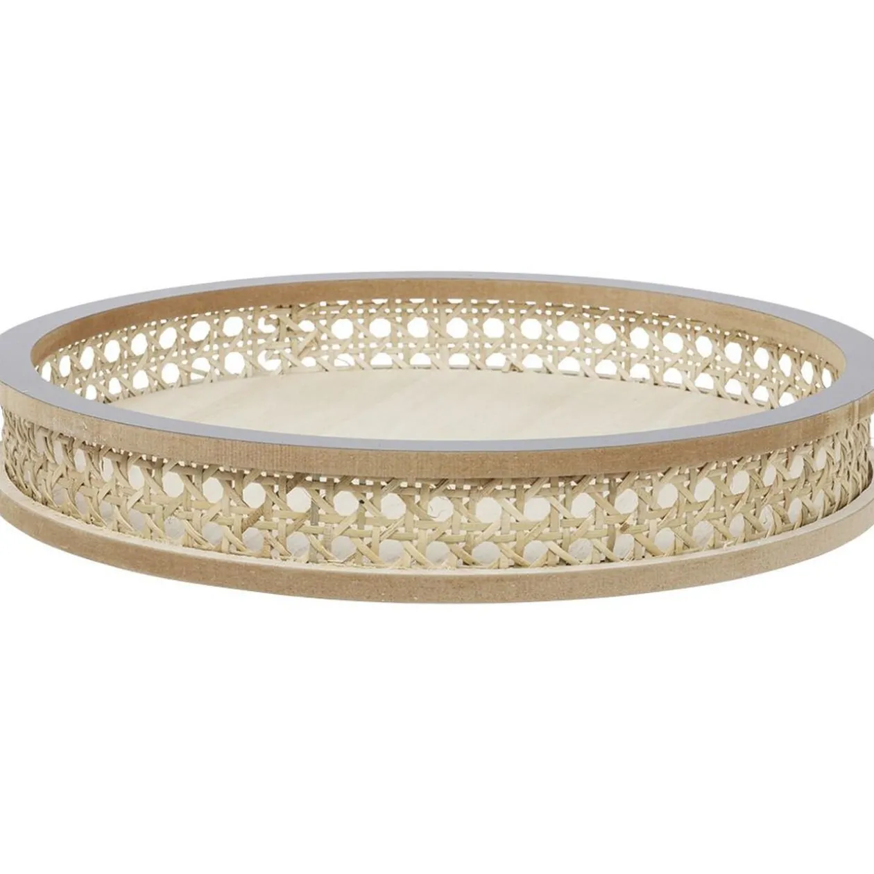 Plateau rond rotin et osier Ø30cm naturel et gris