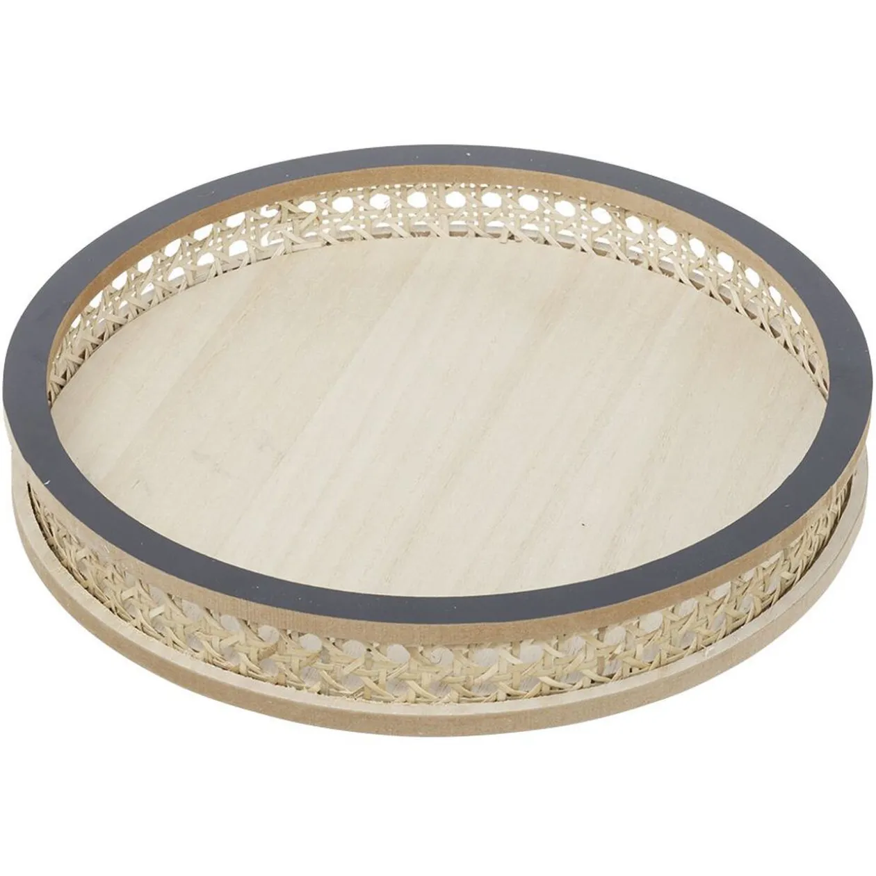 Plateau rond rotin et osier Ø30cm naturel et gris