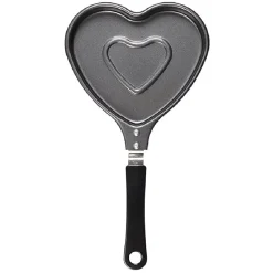 Poêle à pancake forme coeur gris et noir L15cm