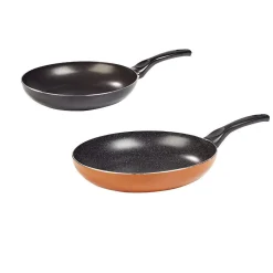 Poêle effet pierre noire et orange x2