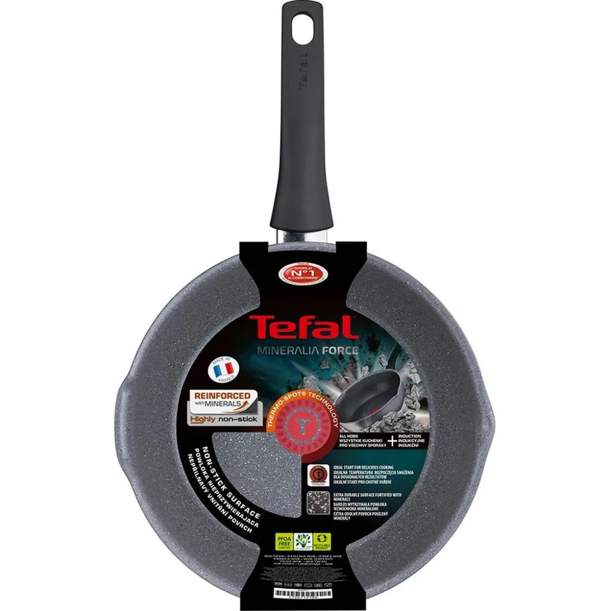 Poêle sauteuse Tefal Mineralia Force aluminium moucheté gris noir ø 26 cm