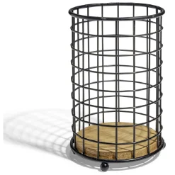 Porte ustensiles bambou et métal noir Ø11,3xH17cm