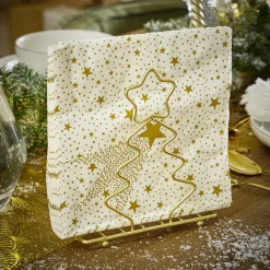 Porte-serviette forme sapin métal doré