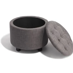 Pouf avec coffre intégré Candice gris anthracite