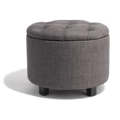 Pouf avec coffre intégré Candice gris anthracite