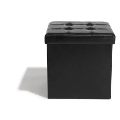 Pouf avec coffre intégré Clara noir