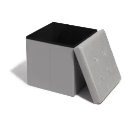 Pouf avec coffre intégré Clara gris clair