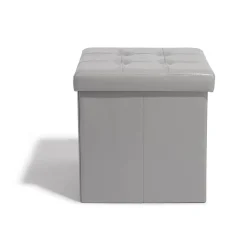 Pouf avec coffre intégré Clara gris clair
