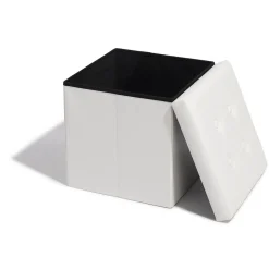 Pouf avec coffre intégré Clara blanc