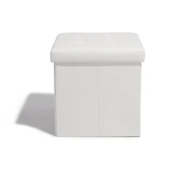 Pouf avec coffre intégré Clara blanc