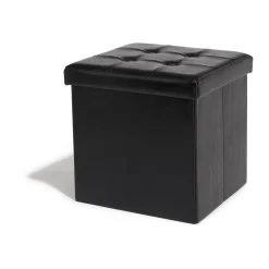 Pouf avec coffre intégré Clara noir