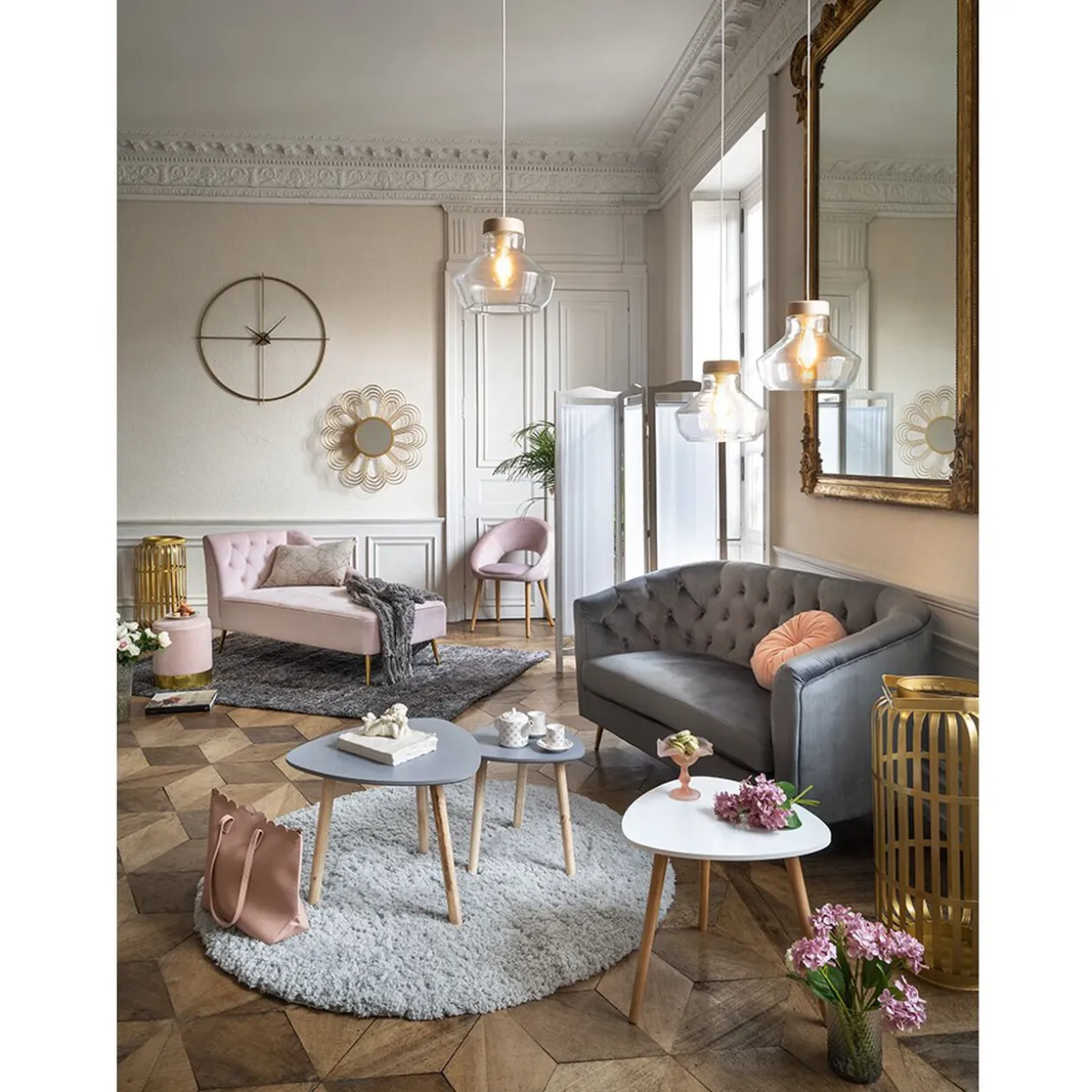 Pouf avec coffre intégré Edith rose