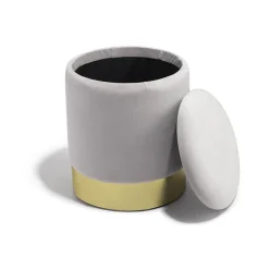 Pouf avec coffre intégré Edith blanc