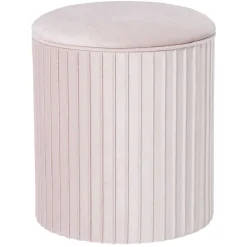 Pouf avec coffre intégré Morgane rose et doré