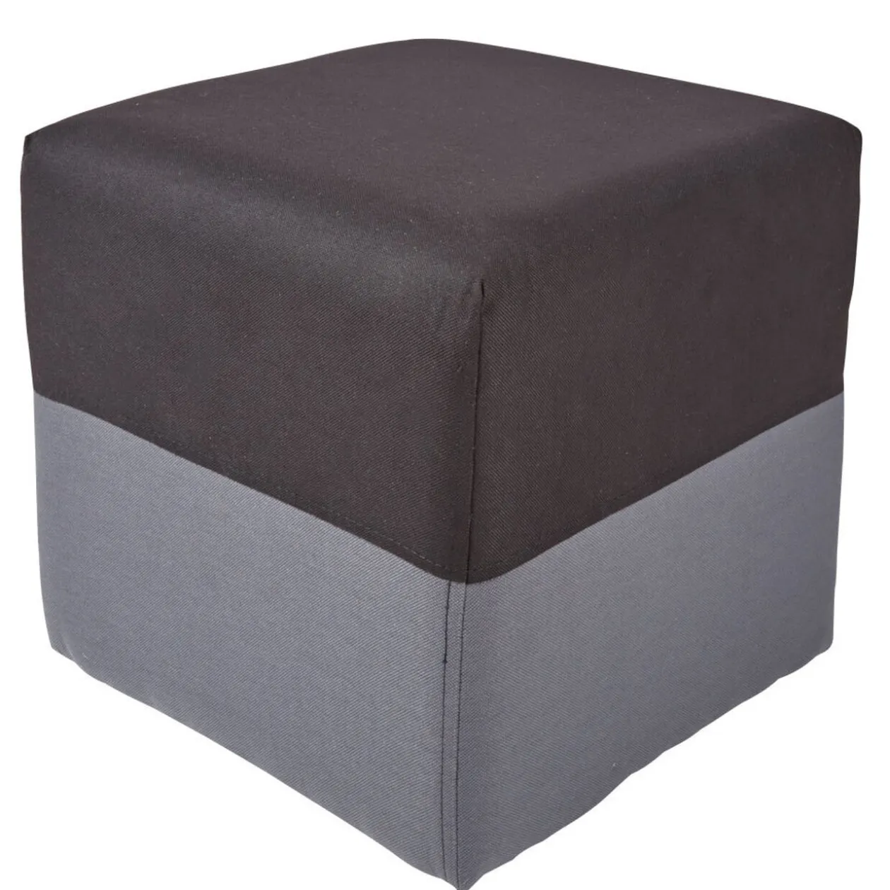 Pouf bicolore marron et beige