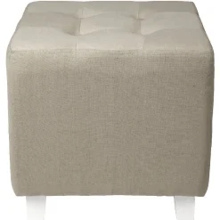 Pouf carré taupe avec pieds en pin