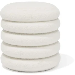 Pouf coffre Clara curly effet laine bouclée blanc Ø40xH40 cm