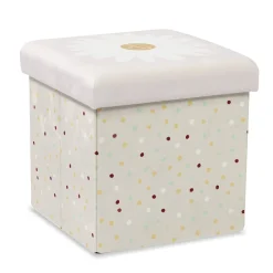 Pouf coffre cube Clara fleur - L30xP30xH30 cm