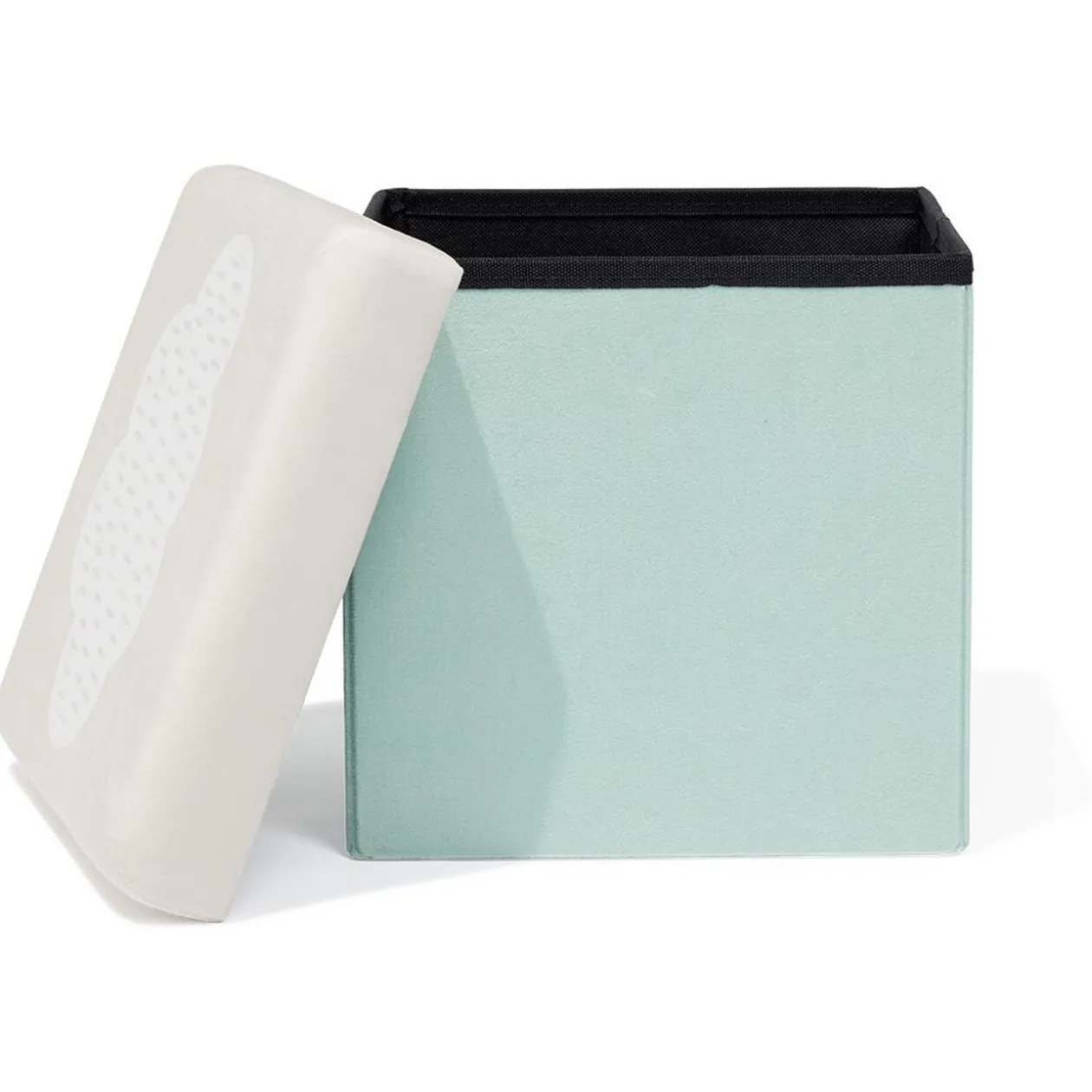 Pouf coffre cube Clara nuage - L30xP30xH30 cm