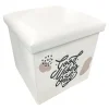 Pouf coffre Good Vibes Only blanc et noir 38x38x38cm