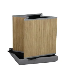 Pouf coffre naturel et gris 38x38xH38 cm - Clara