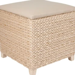 Pouf coffre osier beige vert