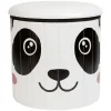 Pouf coffre panda en bois noir et blanc