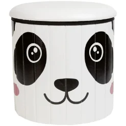 Pouf coffre panda en bois noir et blanc