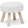 Pouf décor nuage laine bouclée Blanc - 36x30xH33cm