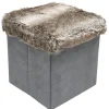 Pouf effet fourrure pliant