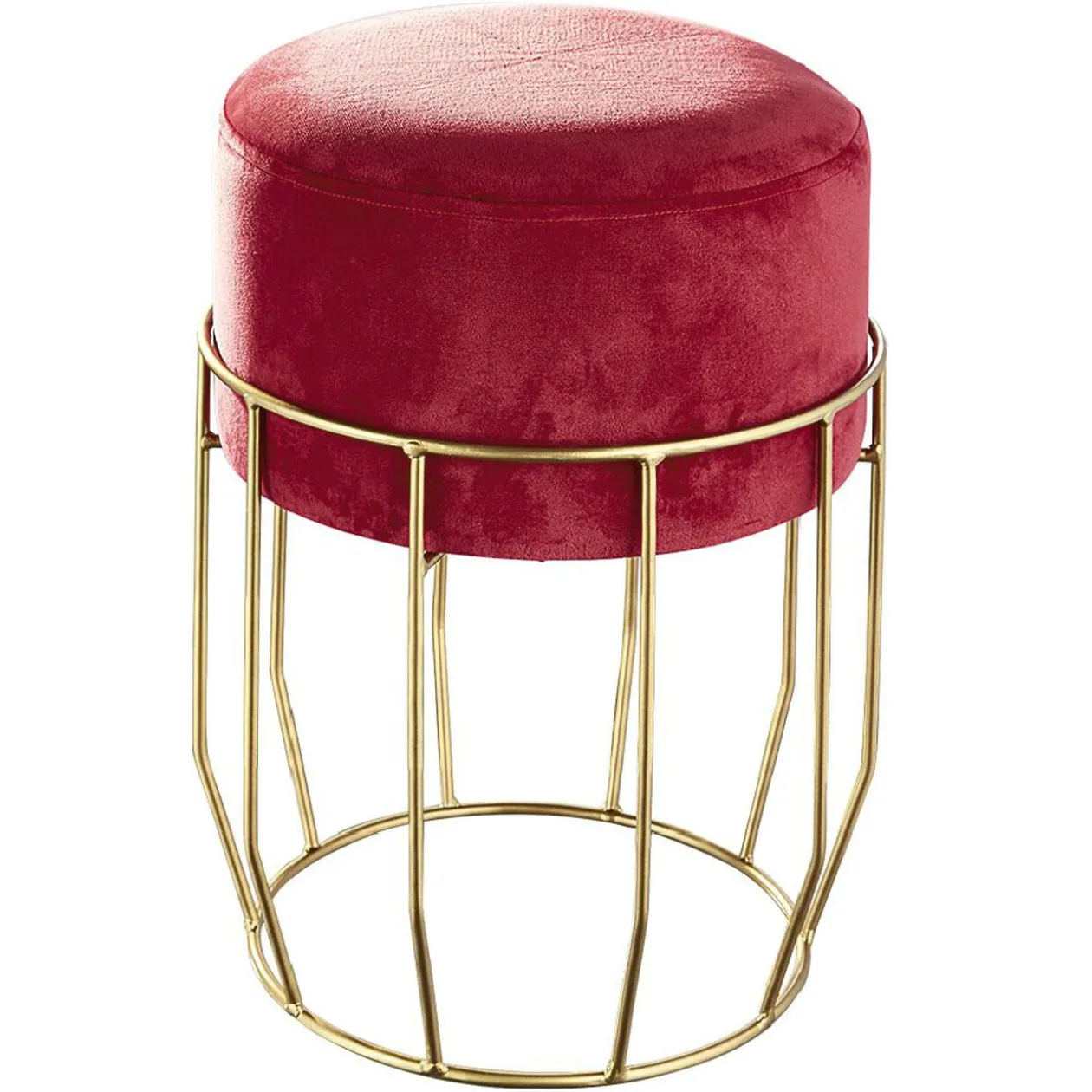 Pouf en velours pied métal doré H40 cm