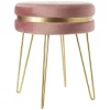 Pouf en velours rose pieds métal doré