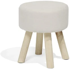 Pouf Gaëlle polyester beige Ø32xH38cm