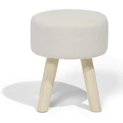 Pouf Gaëlle polyester beige Ø32xH38cm