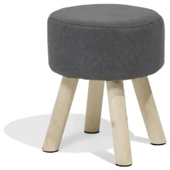 Pouf Gaëlle polyester gris Ø32xH38cm