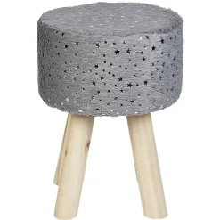 Pouf gris effet fourrure et étoiles brillantes