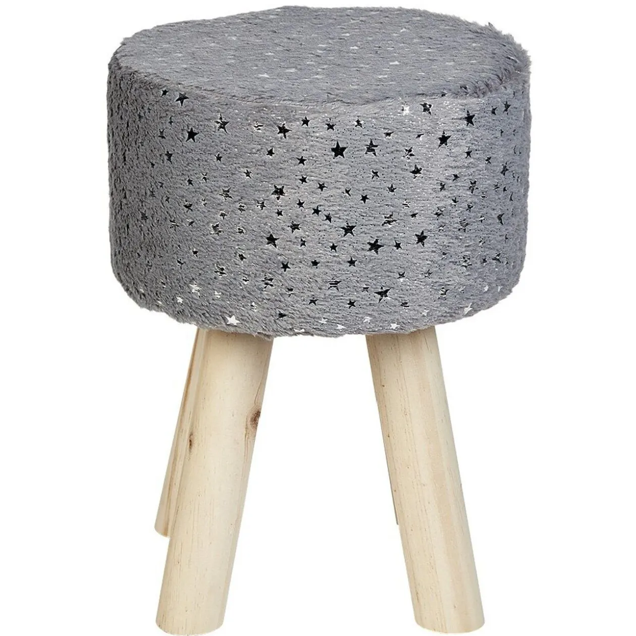 Pouf gris effet fourrure et étoiles brillantes