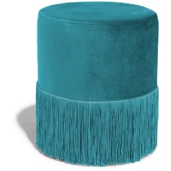 Pouf Inès velours vert paon