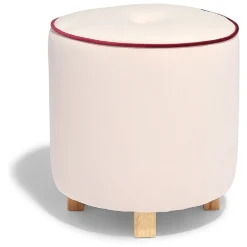 Pouf Joseph velours rose poudré et bordeaux